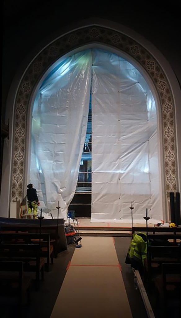 Renovierungsarbeiten in der Deutschen Kirche in Helsinki im Februar und März 2023