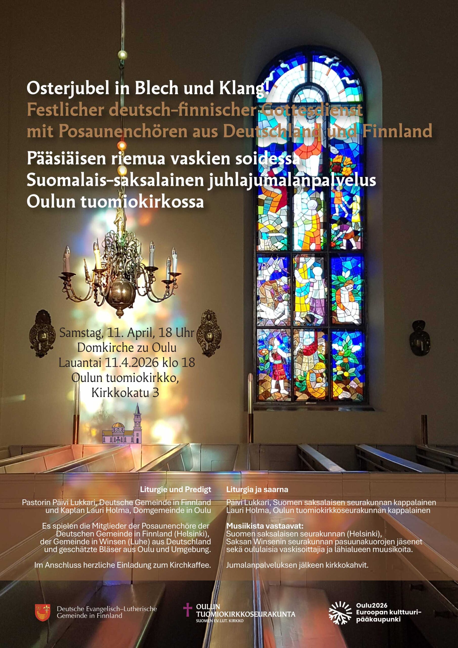 Juhlajumalanpalvelus Oulussa 11.4.2026, julliste